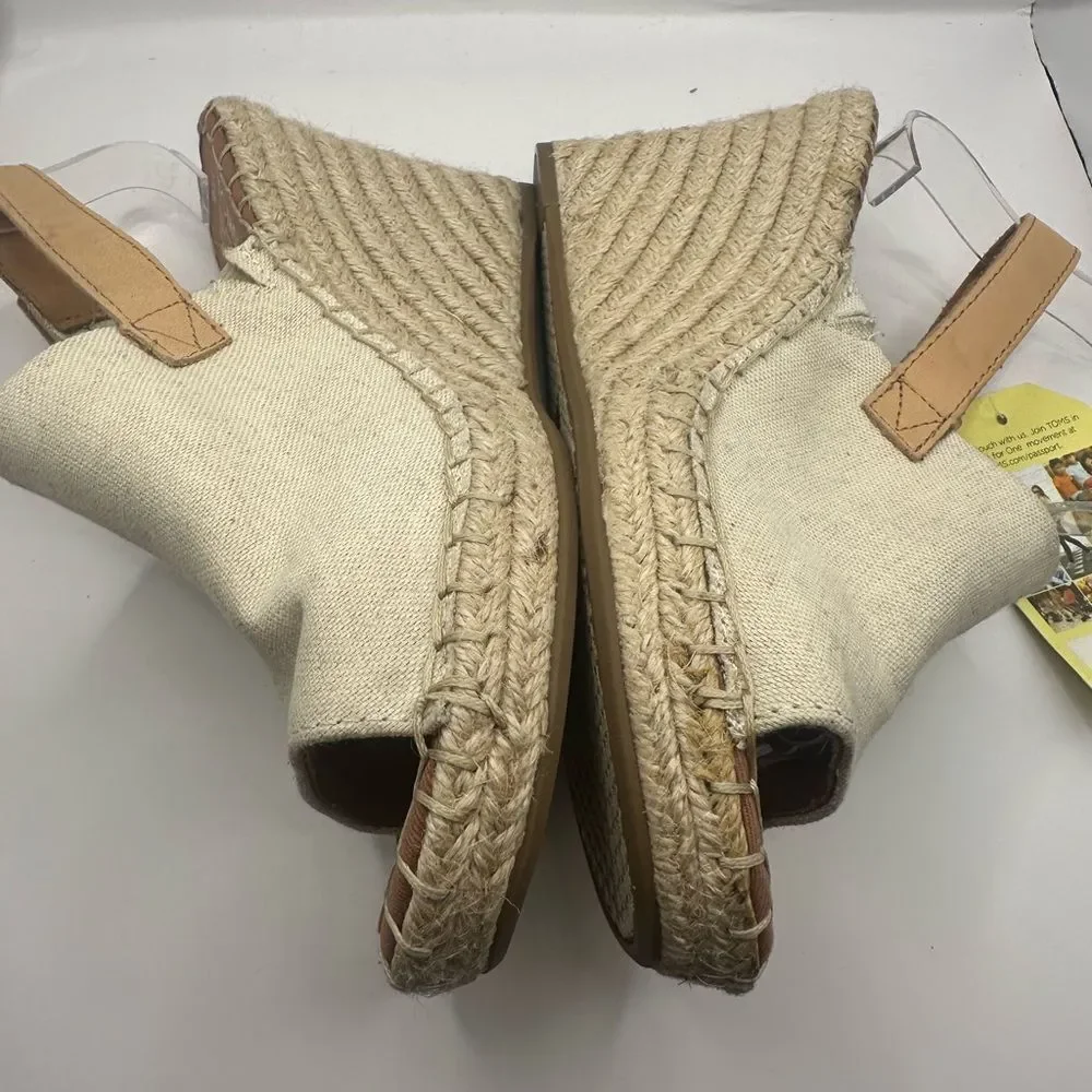Tom’s Women's Monica Natural Hemp Cream Wedges Size 8 NWT